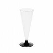 Бокал одноразовый 150 мл для шампанского "Конус" пластиковый, черная низкая ножка, ВЗЛП, 1010П/Ч