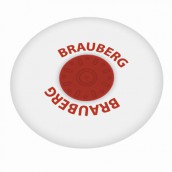 Ластик BRAUBERG "Universal", 30х30х8 мм, белый, круглый, красный пластиковый держатель, 222472