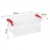 Ящик 14 л, с крышкой на защелках, для хранения, 18х43х28 см, пластиковый, прозрачный IDEA, М2866