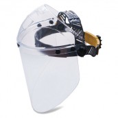 Щиток защитный лицевой РОСОМЗ НБТ2 Визион Titan, экран из поликарбоната 220х385 мм, толщиной 2мм, ударопрочный козырек, наголовное крепление, 424390