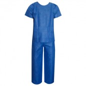 Костюм хирургический синий (рубашка и брюки) 52-54 р., спанбонд 42 г/м2, ГЕКСА