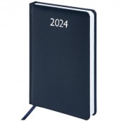 Ежедневник датированный 2024 А5 138x213 мм BRAUBERG "Profile", балакрон, синий, 114866
