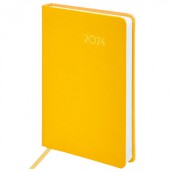 Ежедневник датированный 2024 А5 138x213 мм BRAUBERG "Select", балакрон, желтый, 114881