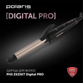 Щипцы для завивки волос POLARIS PHS 2533KT Digital PRO, диаметр 25 мм, 5 режимов нагрева 120-200 °С, керамика, 64476