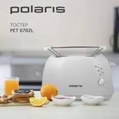 Тостер POLARIS PET 0702L, 750 Вт, 2 тоста, 6 режимов, механическое управление, пластик, белый, 03277