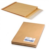 Конверт-пакеты В4 объемный (250х353х40 мм), до 300 листов, крафт-бумага, отрывная полоса, КОМПЛЕКТ 25 шт., 391157.25