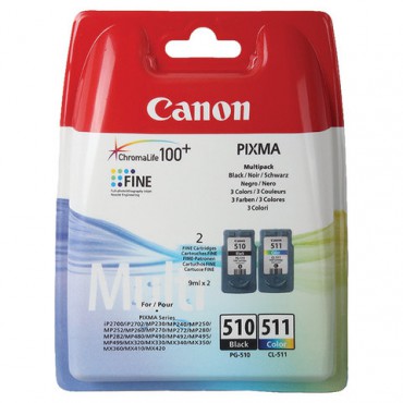 Картридж струйный CANON (PG-510/CL-511) PIXMA MP240/250/260/MX320, оригинальный КОМПЛЕКТ 2 цвета, 264 страницы, 2970B010