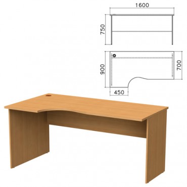 Стол письменный эргономичный "Монолит", 1600х900х750 мм, левый, цвет бук бавария, СМ7.1